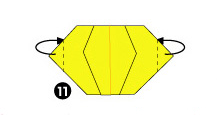 11.对折两边的角也向后折。