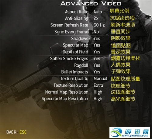 《使命召唤6：现代战争2》菜单设置翻译
