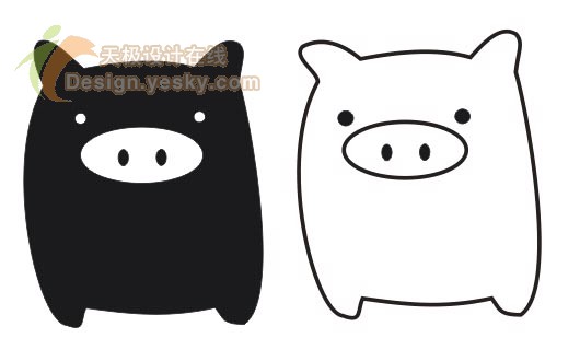 CorelDRAW鼠绘教程：教你画出可爱黑白猪卡通形象_中国