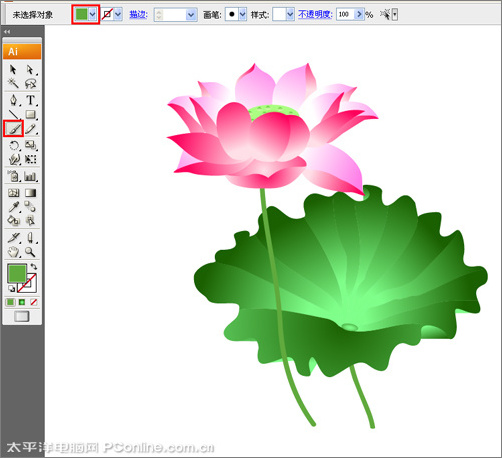 Illustrator CS3鼠绘教程：绘制漂亮的矢量荷花图_中国