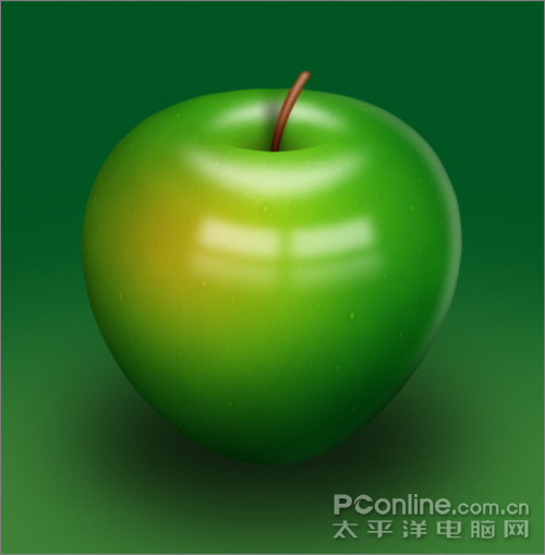 Photoshop鼠绘教程：逼真闪亮青苹果的绘制方法_中国