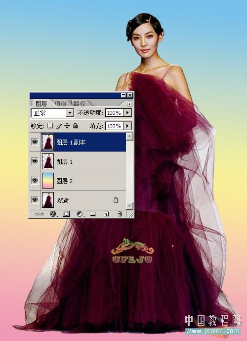 Photoshop抠图教程：为非白色的婚纱换背景的方法_jcwcn.com