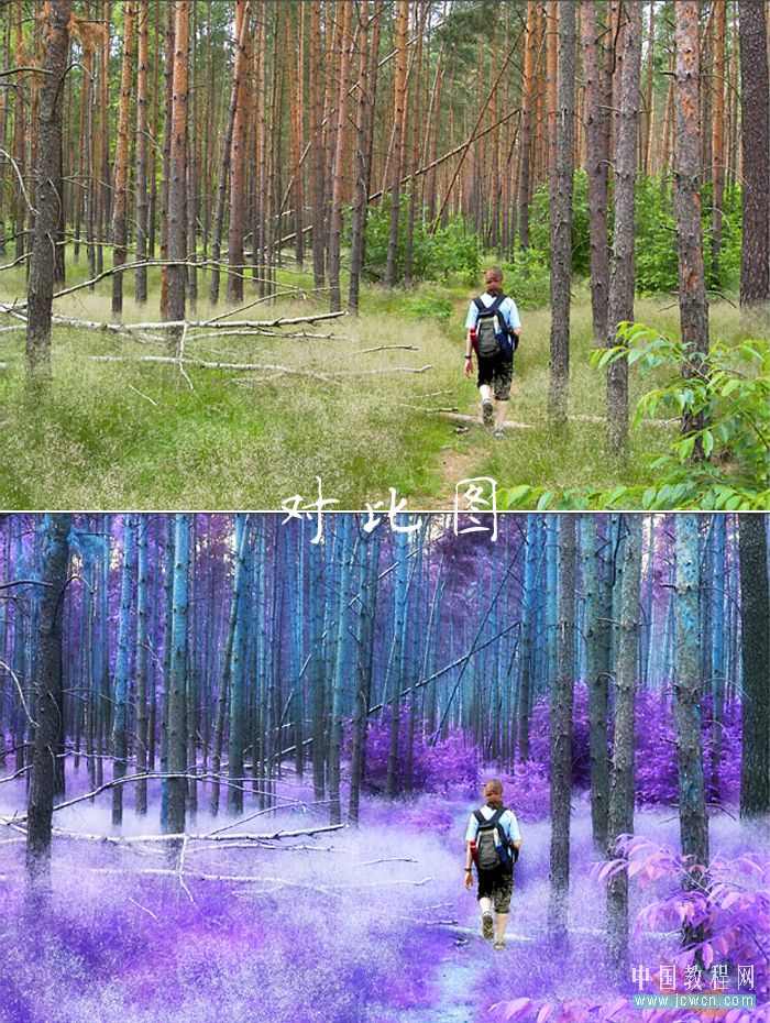 Photoshop初学者实例教程：紫色梦幻色调简单做_中国