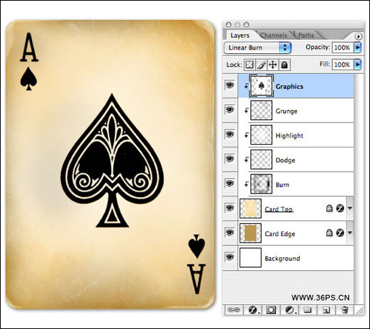 Photoshop鼠绘教程：绘制一张仿旧效果的扑克牌_jcwcn.com