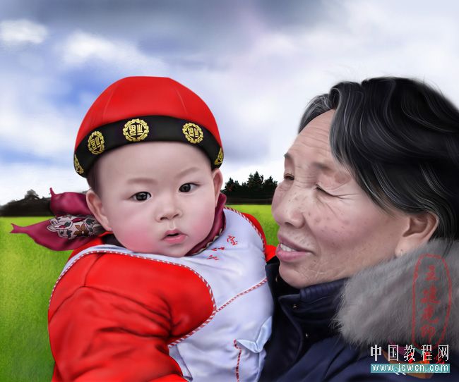 Photoshop鼠绘教程：人物写生之我的奶奶和宝宝_中国