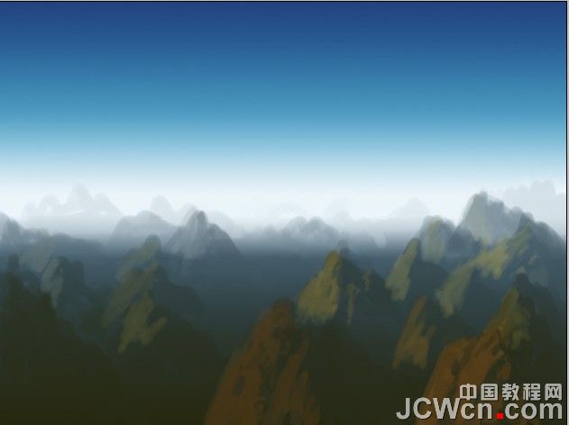 Photoshop鼠绘教程：五分钟画出俯瞰群山效果_中国