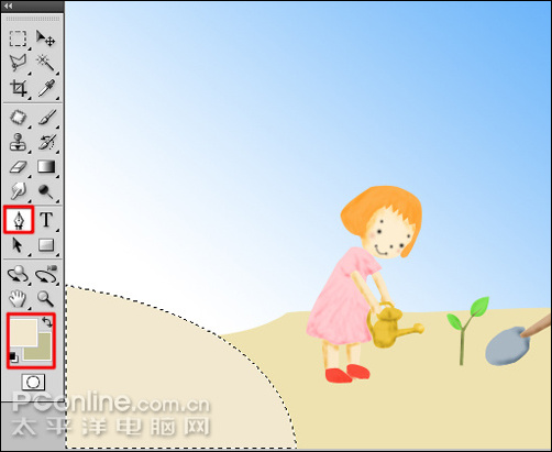 Photoshop CS4鼠绘教程：涂鸦绘制植树节儿童插画_中国
