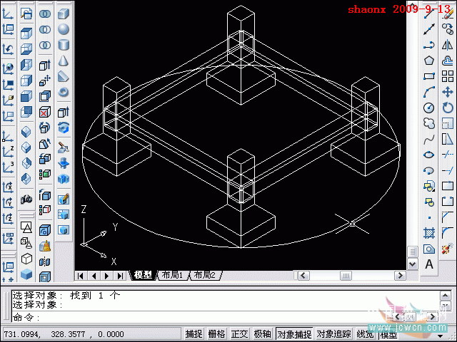 AutoCAD三维建模教程：倒角、面拉升、阵列_中国