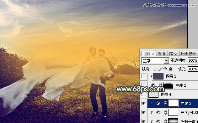 Photoshop调出外景婚片秋季暖黄效果,PS教程,图老师教程网