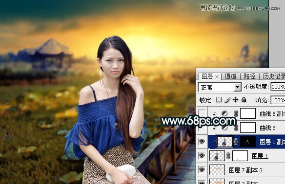 Photoshop给外景女孩添加金色黄昏效果图,PS教程,图老师教程网