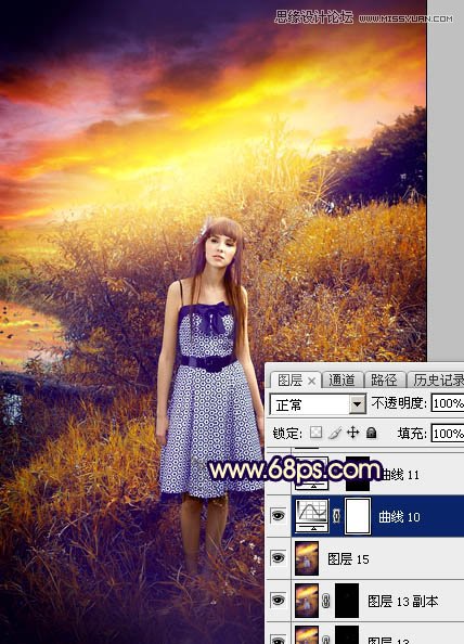 Photoshop给外景人像照片添加夕阳美景效果,PS教程,图老师教程网