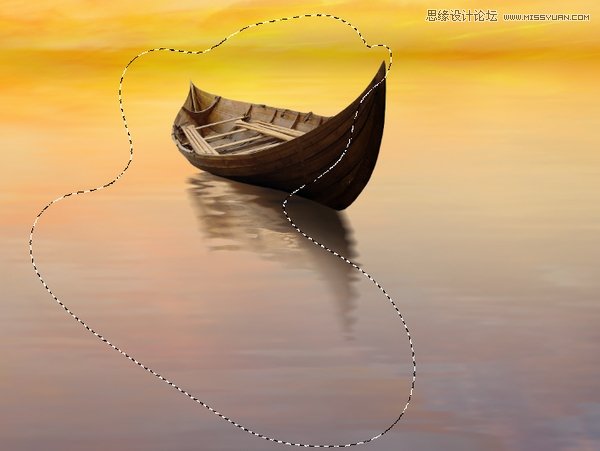 Photoshop合成梦幻风格的湖中小舟场景图,PS教程,图老师教程网