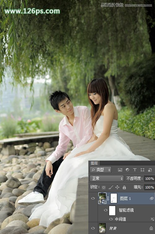 Photoshop调出外景婚片唯美蓝色效果,PS教程,图老师教程网