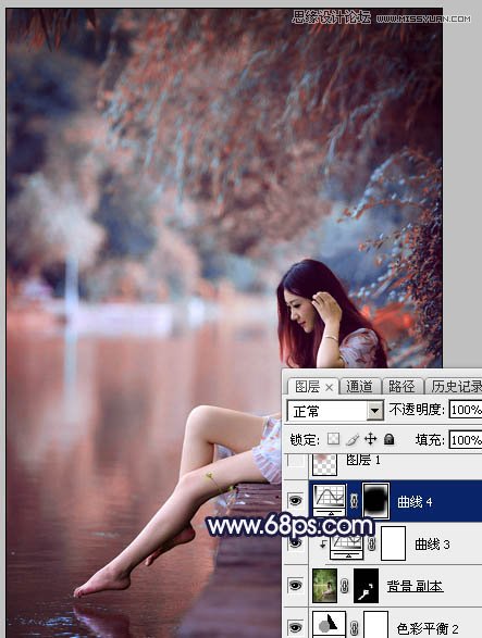 Photoshop调出河边美女梦幻紫红色效果,PS教程,图老师教程网