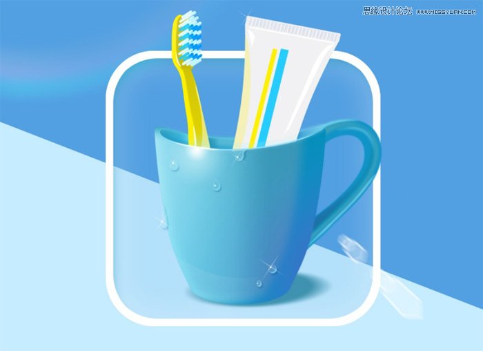 Photoshop绘制蓝色逼真的刷牙杯子教程,PS教程,图老师教程网