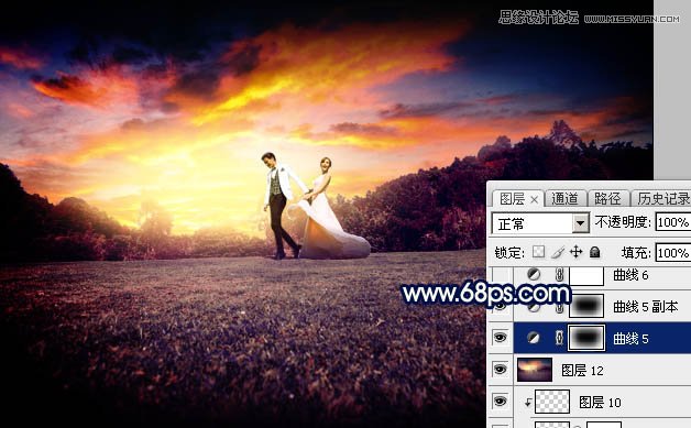 Photoshop调出外景婚片暗紫色效果图,PS教程,图老师教程网