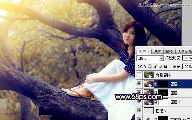Photoshop给树上美女人像添加唯美逆光效果,PS教程,图老师教程网