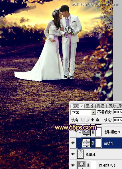 Photoshop调出外景婚片梦幻紫色效果,PS教程,图老师教程网