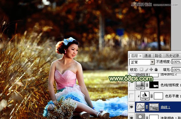 Photoshop调出外景婚纱照片秋季暗色逆光效果,PS教程,图老师教程网