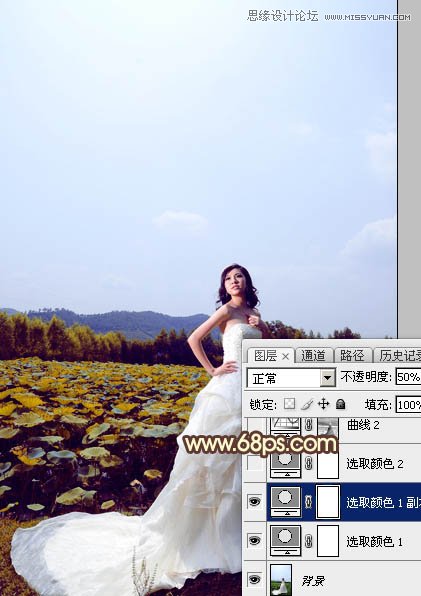 Photoshop给外景婚片添加夕阳艺术效果,PS教程,图老师教程网
