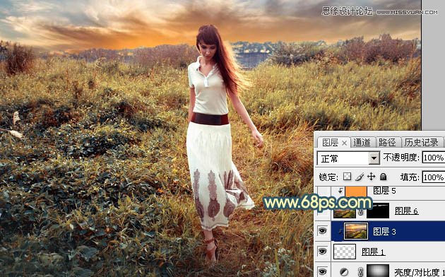 Photoshop给外景人像添加夕阳美景效果,PS教程,图老师教程网