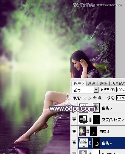 Photoshop调出河边女孩唯美紫色LOMO效果,PS教程,图老师教程网
