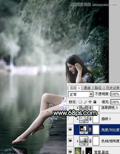 Photoshop调出河边女孩唯美蓝色效果,PS教程,图老师教程网
