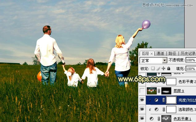 Photoshop调出外景全家福照片黄昏效果图,PS教程,图老师教程网