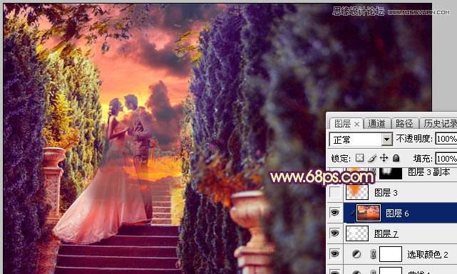 Photoshop调出婚纱外景绚丽的黄昏色调,PS教程,图老师教程网