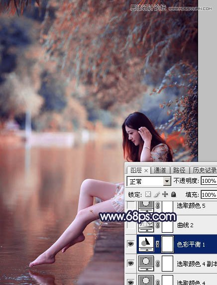 Photoshop调出河边美女梦幻紫红色效果,PS教程,图老师教程网