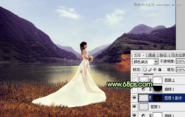 Photoshop调出外景婚片金色黄昏美景效果,PS教程,图老师教程网