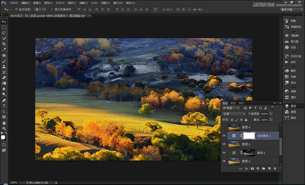 Photoshop调出外景照片唯美的秋季金黄色调,PS教程,图老师教程网