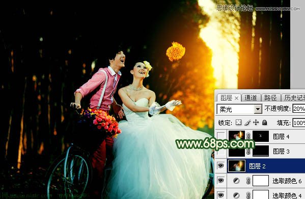 Photoshop给外景婚纱添加夕阳光线效果,PS教程,图老师教程网