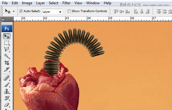 Photoshop合成创意抽象的机械心脏海报,PS教程,图老师教程网
