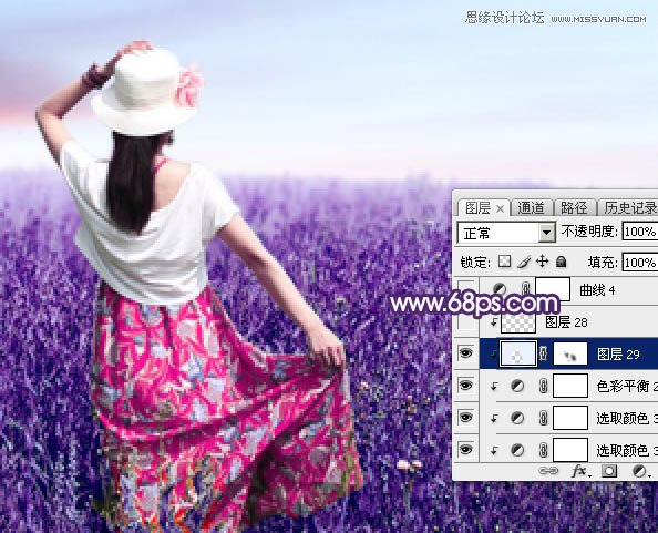 Photoshop调出外景女人唯美紫色效果图,PS教程,图老师教程网