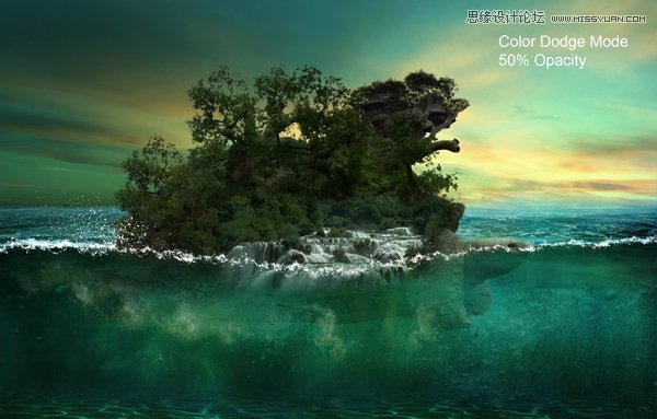 Photoshop合成海上漂浮的海龟岛效果图,PS教程,图老师教程网