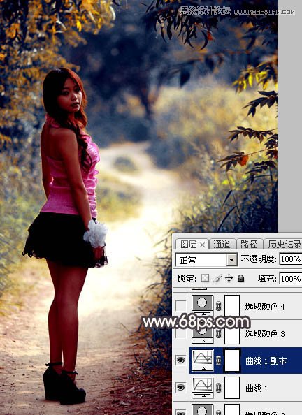 Photoshop调出小路边女孩秋季暖黄效果,PS教程,图老师教程网