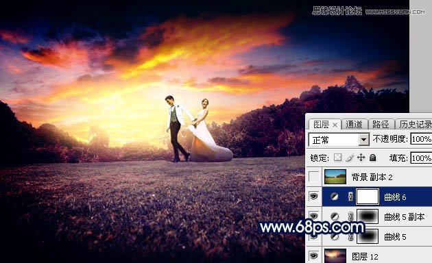 Photoshop调出外景婚片暗紫色效果图,PS教程,图老师教程网