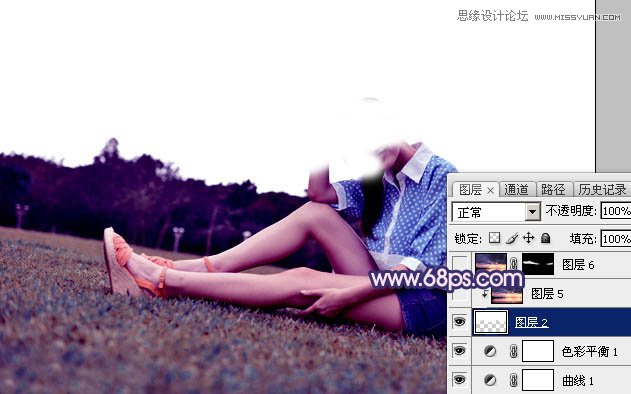 Photoshop调出草地美女梦幻紫色调效果,PS教程,图老师教程网