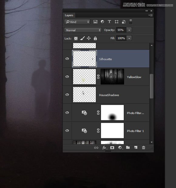 Photoshop合成森林中暗夜风格的小木屋,PS教程,图老师教程网