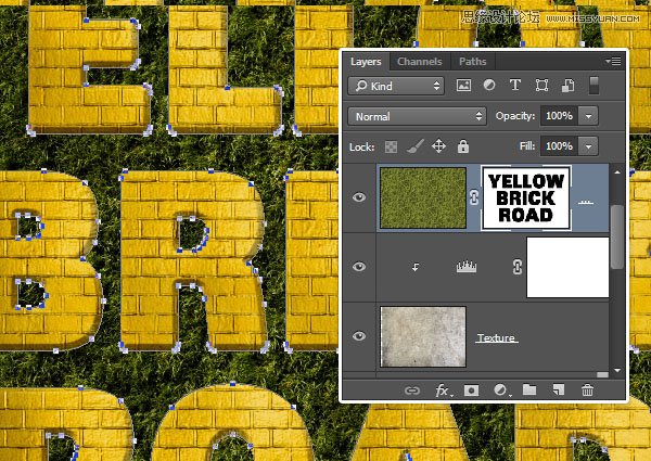 Photoshop制作金色质感的砖块艺术字教程,PS教程,图老师教程网