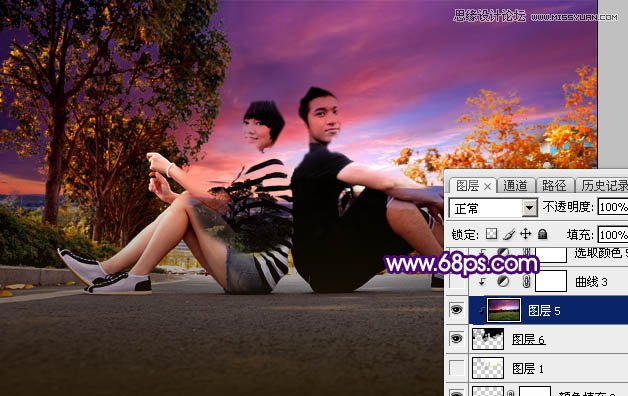 Photoshop调出情侣照片梦幻夕阳黄色调效果,PS教程,图老师教程网