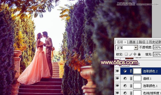Photoshop调出婚纱外景绚丽的黄昏色调,PS教程,图老师教程网