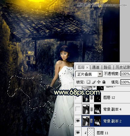 Photoshop给外景婚纱照片添加金色霞光效果,PS教程,图老师教程网