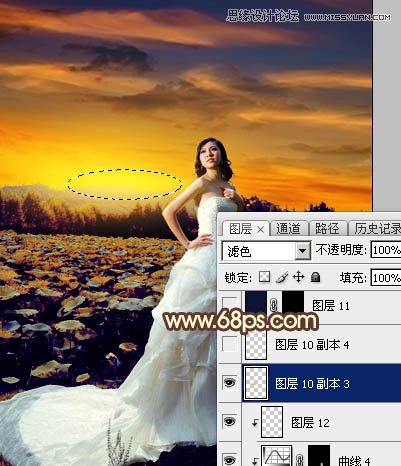 Photoshop给外景婚片添加夕阳艺术效果,PS教程,图老师教程网