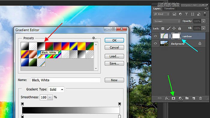 Photoshop给公园照片添加逼真的彩虹效果,PS教程,图老师教程网