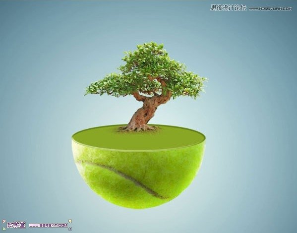 Photoshop合成在悬浮在空中的绿色大树,PS教程,图老师教程网