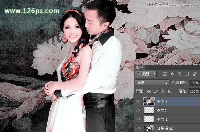 Photoshop调出婚纱照片复古唯美色调,PS教程,图老师教程网