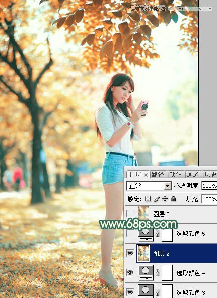 Photoshop调出树下美女秋季柔美色调,PS教程,图老师教程网