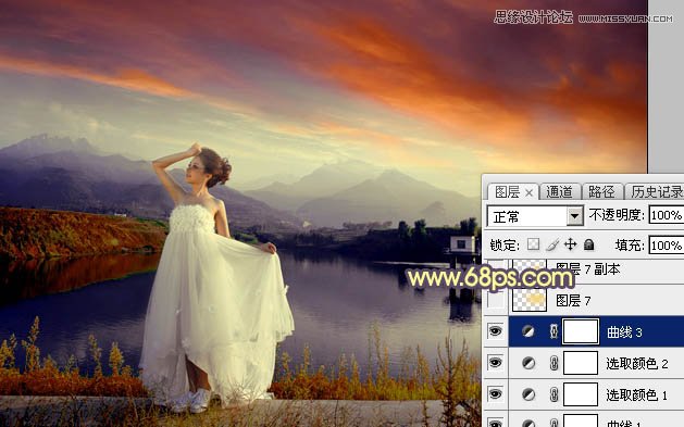 Photoshop给外景婚片添加唯美的黄昏效果,PS教程,图老师教程网